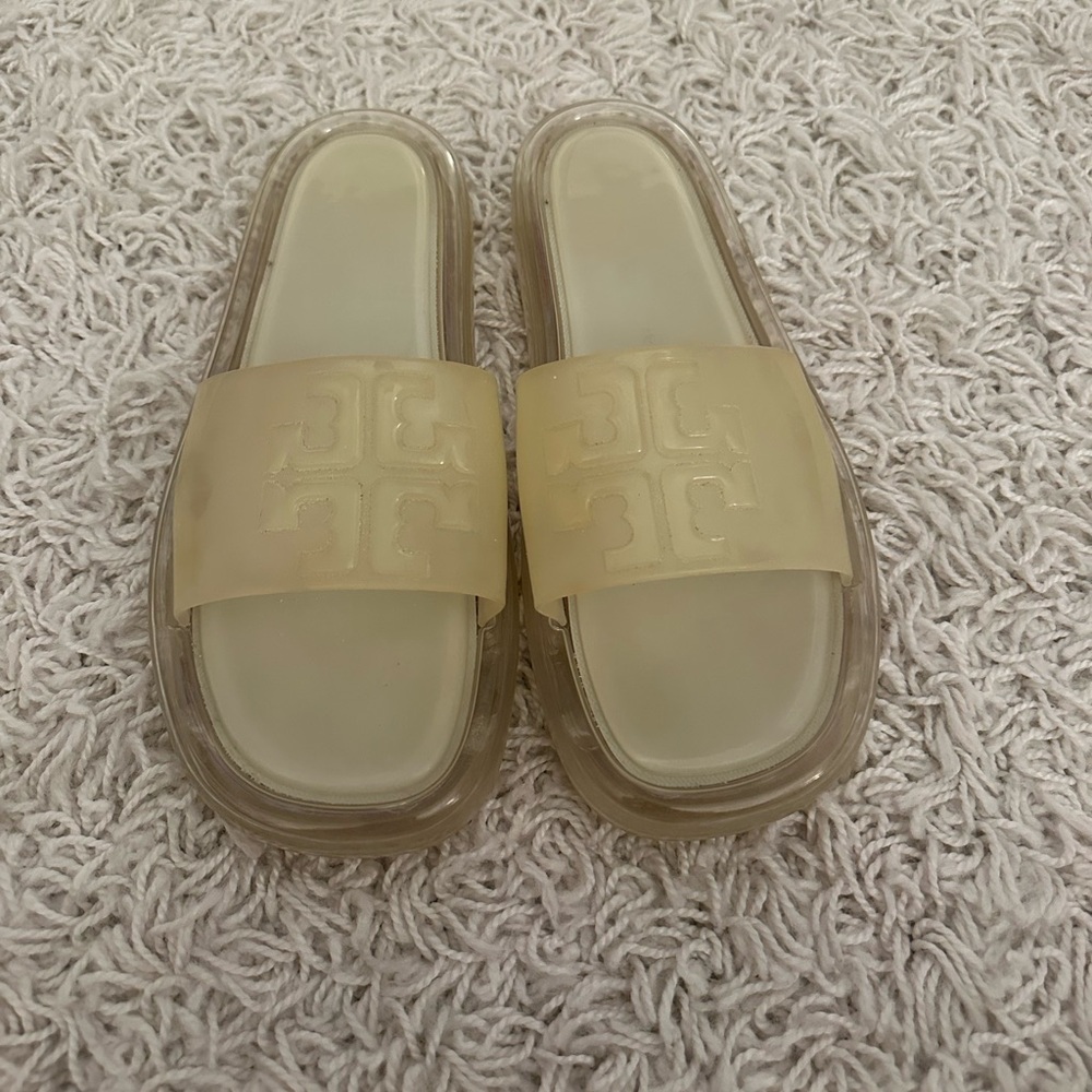 Tory Burch Clear/beige Bubble Slides